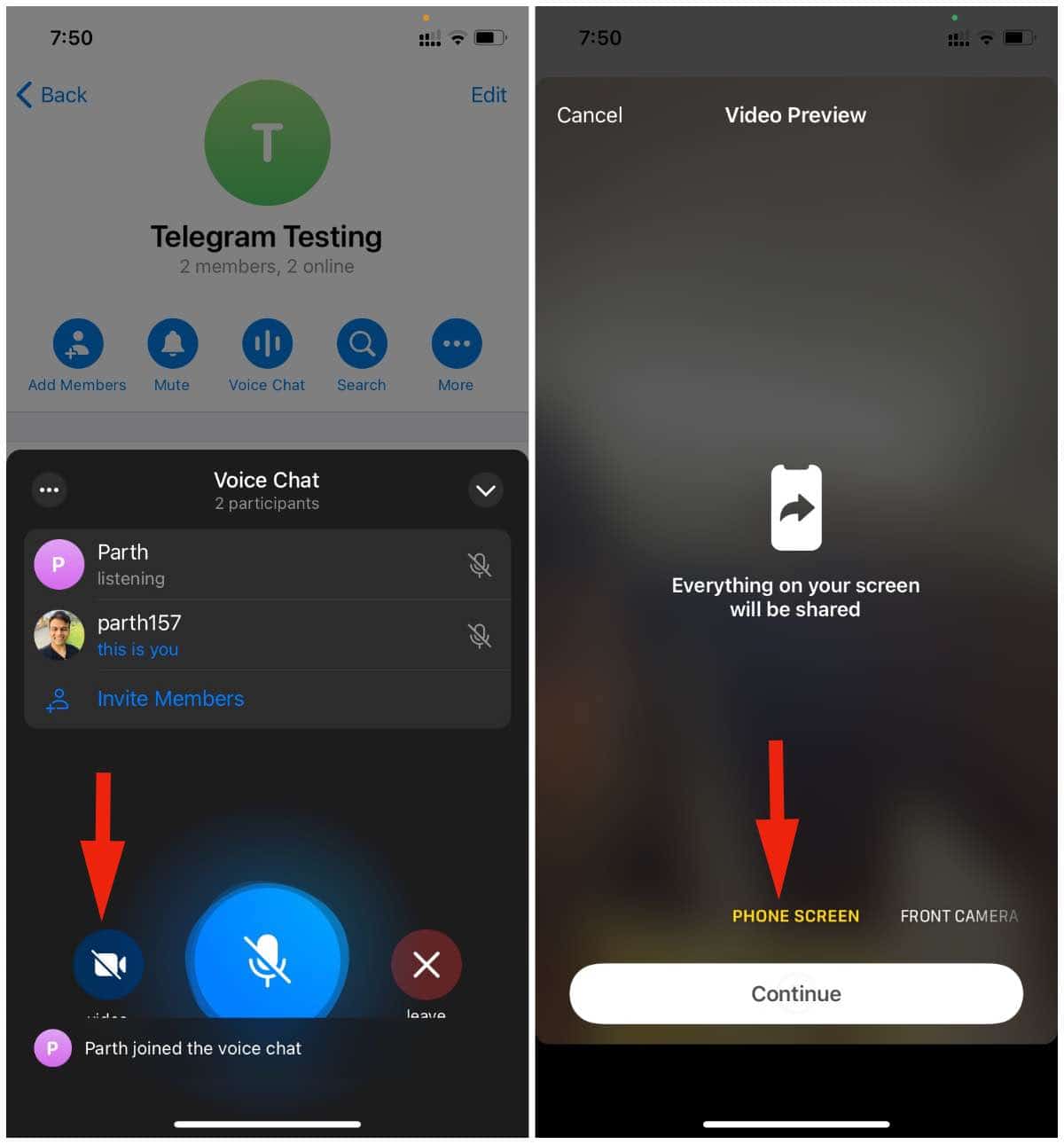 Telegram视频通话中共享屏幕（方法适合iPhone和Mac）