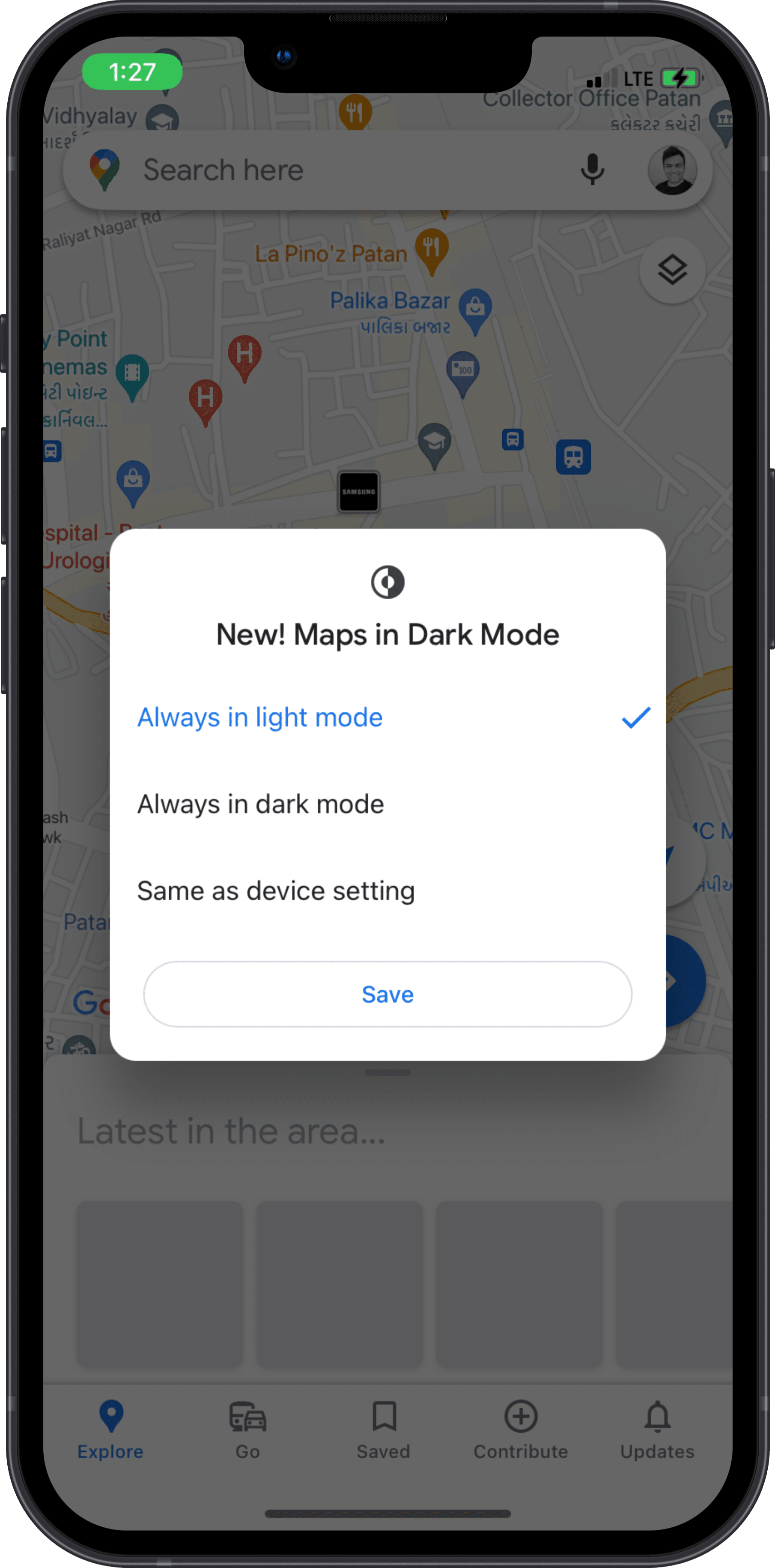 如何在iPhone上的谷歌地图中打开暗模式
